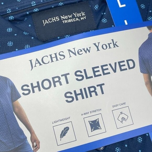 Jachs New York Mens Blue Short Sleeved Shirt Size L Lightweight 6822 - Picture 2 of 6